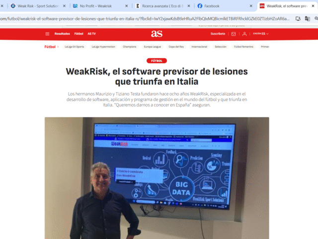 AS - WeakRisk, el software previsor de lesiones que triunfa en Italia